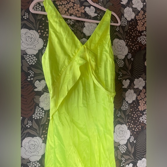 The Helmut Lang Long Double Satin Sash Dress - Neon Yellow size 6 - Picture 7 of 11